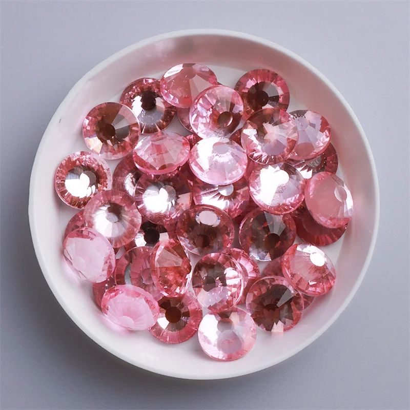 SS3-SS50 Light Pink Glass Flatback Rhinestone VC Round Diamond Silver Base Non Hotfix Rhinestones for Diy Craft Fabric Dress