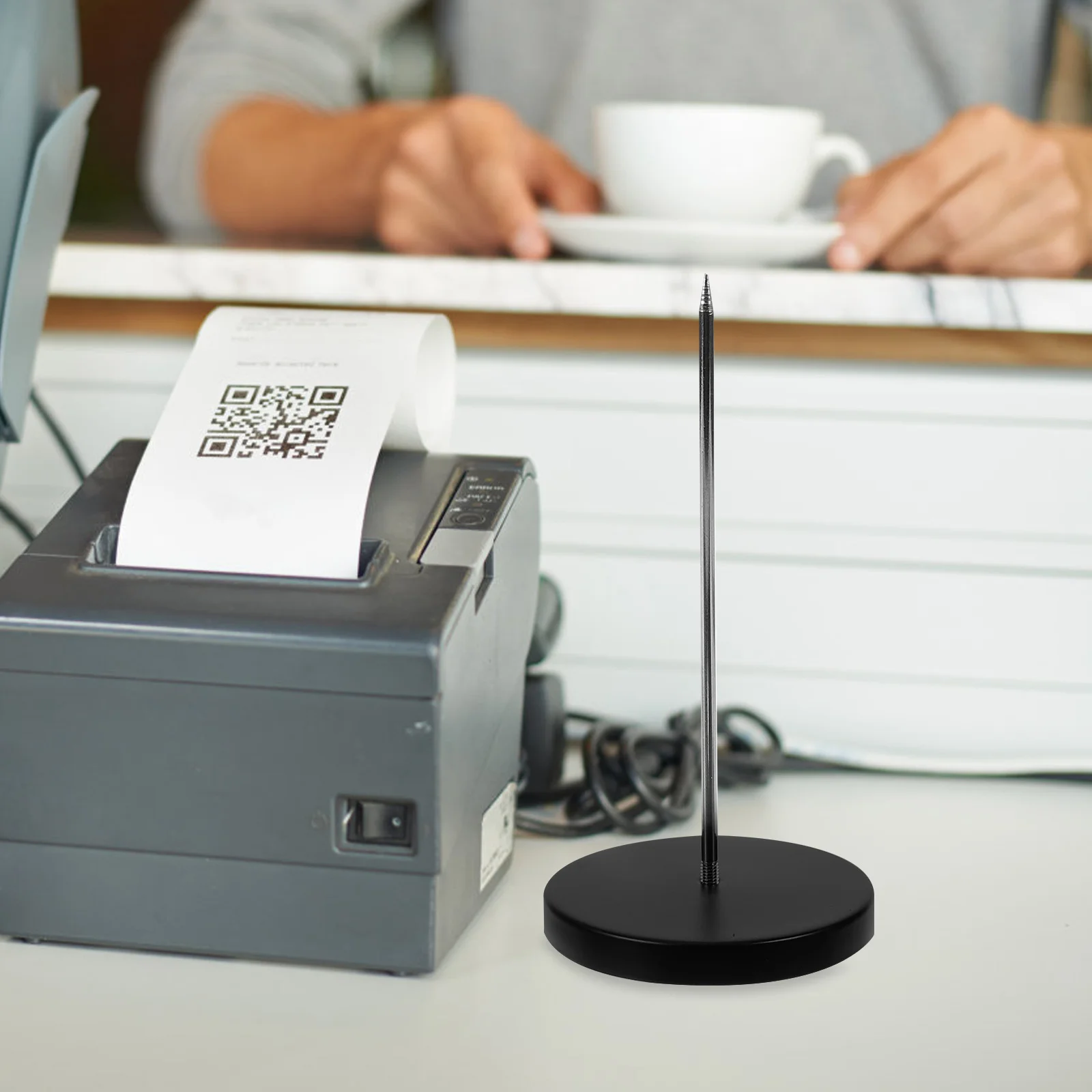 4pcs Paper Menu Holders Black Heavy Base Safety Cover For Bill Memo Receipt Office Kitchen Restaurant Use Stackable Spike Stand