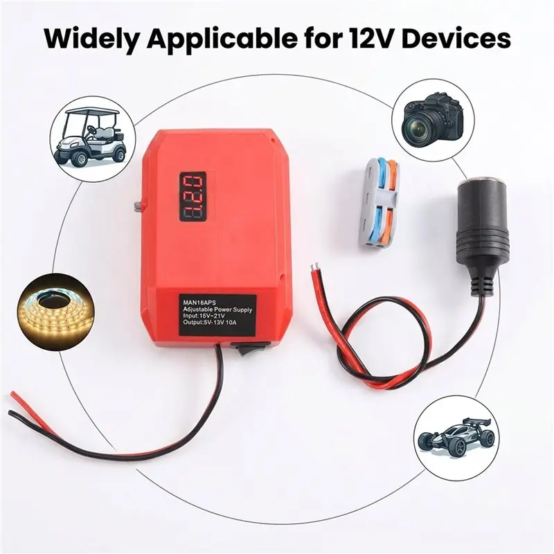 ABJO-For 18V Battery Compatible 18V To 12V Adjustable Voltage Regulator Power Adapter Step-Down Converter