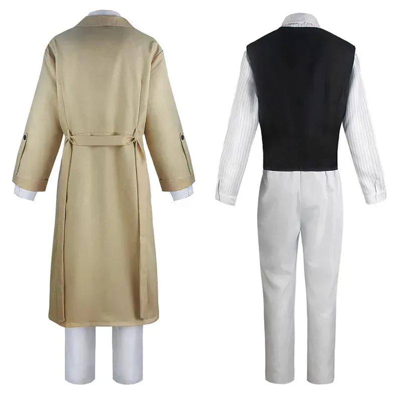 Dazai Cosplay Costume  Detective Dazai Osamu Outfits include Trench Coat Shirt Vest Pants For Adult Halloween Party sets