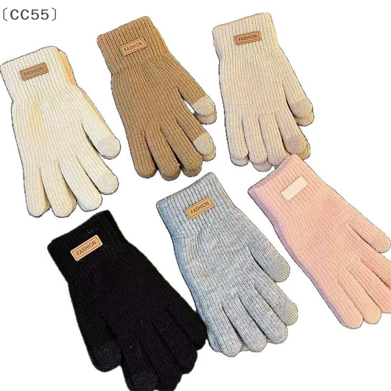 ieniaCC55 ParqueKaschmir gestrickte Touchscreen-Handschuhe für Damen, warme, verdickte, mit Fleece gefütterte Paarhandschuhe im koreanischen Stil für den Winter