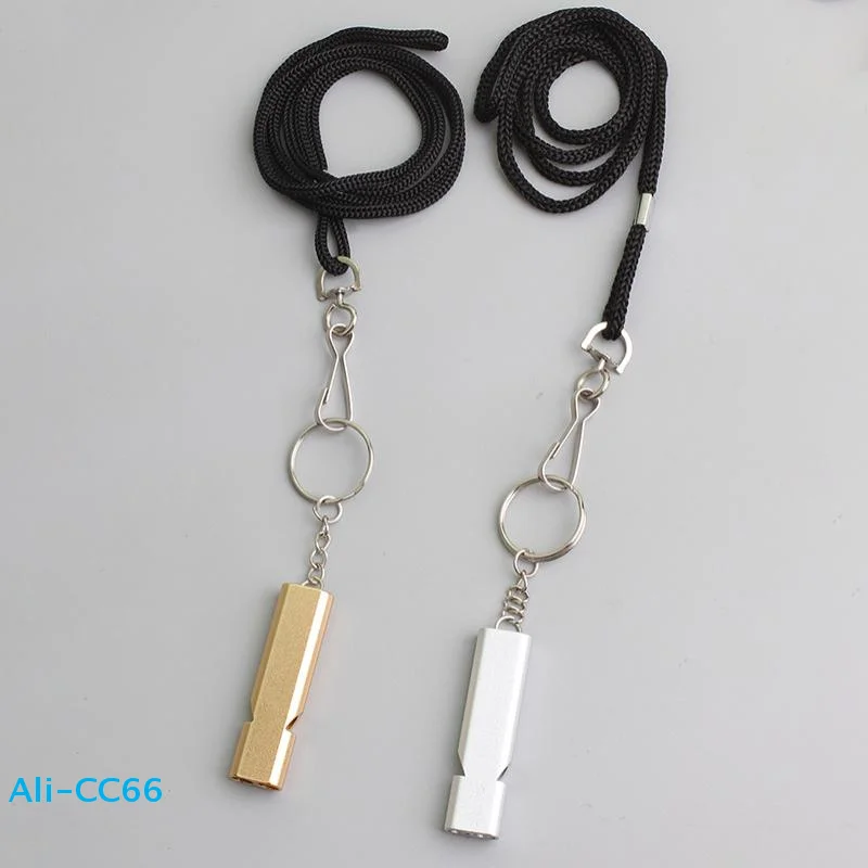 

Профессиональный портативный свисток из алюминиевого сплава с двойной трубкой и веревкой для выживания на природе