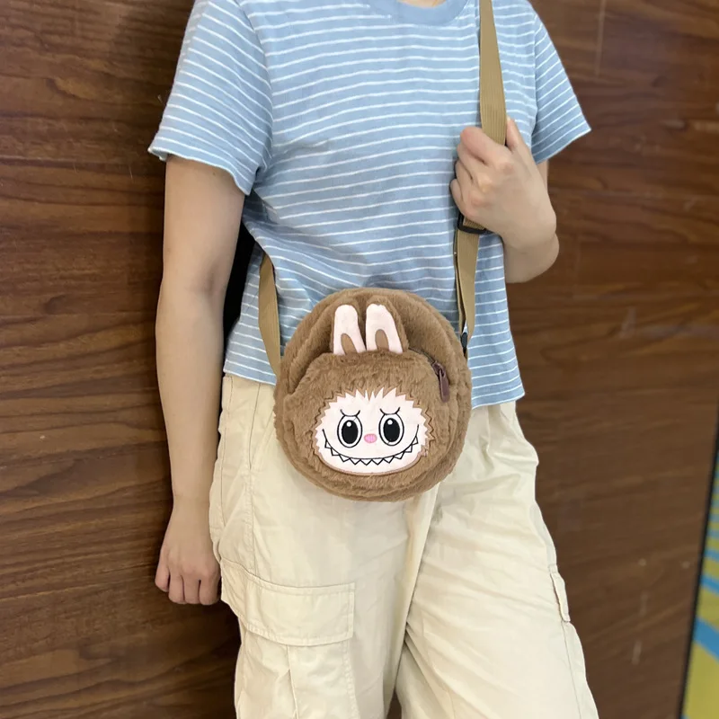 2024 Labubu Shouder Bag Cute Cartoon Plush Doll Bag Student Crossbody Bags Outdoor Travel Kids Gift