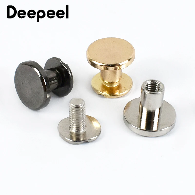 20Pcs Deepeel 5-8mm Flat Head Screws Nail Rivet DIY Bag Book Notebook Metal Binding Belt Hardware Accessories Buckle