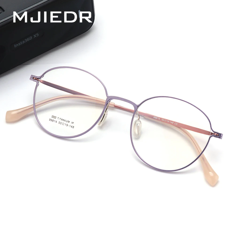 

MJIEDR Ретро круглая оправа для очков женская сверхлегкая оправа для очков из титанового сплава с маленьким лицом оптическая оправа для очков по рецепту мужская 99814Z