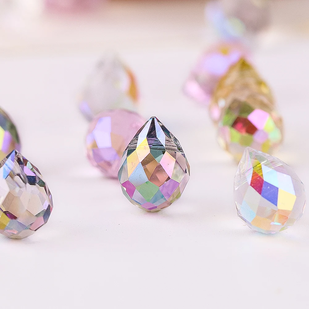 5PC Natural Crystal Teardrop Beads Colored Crystal Prism Light Catcher for Jewelry Making DIY Necklace Bracelet Doll Accessories