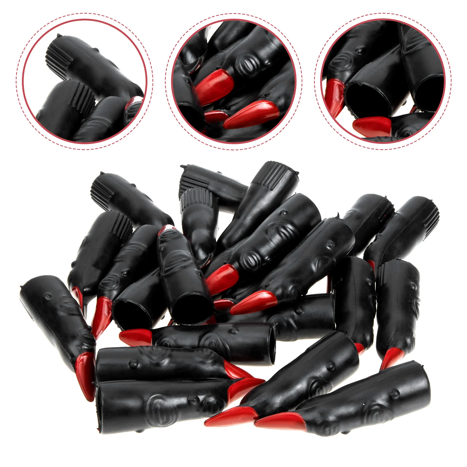 24 Pcs Dreses Fake Finger Cot Halloween Cosplay Props Witch Fingers Nails Supplies Prank Black Witches