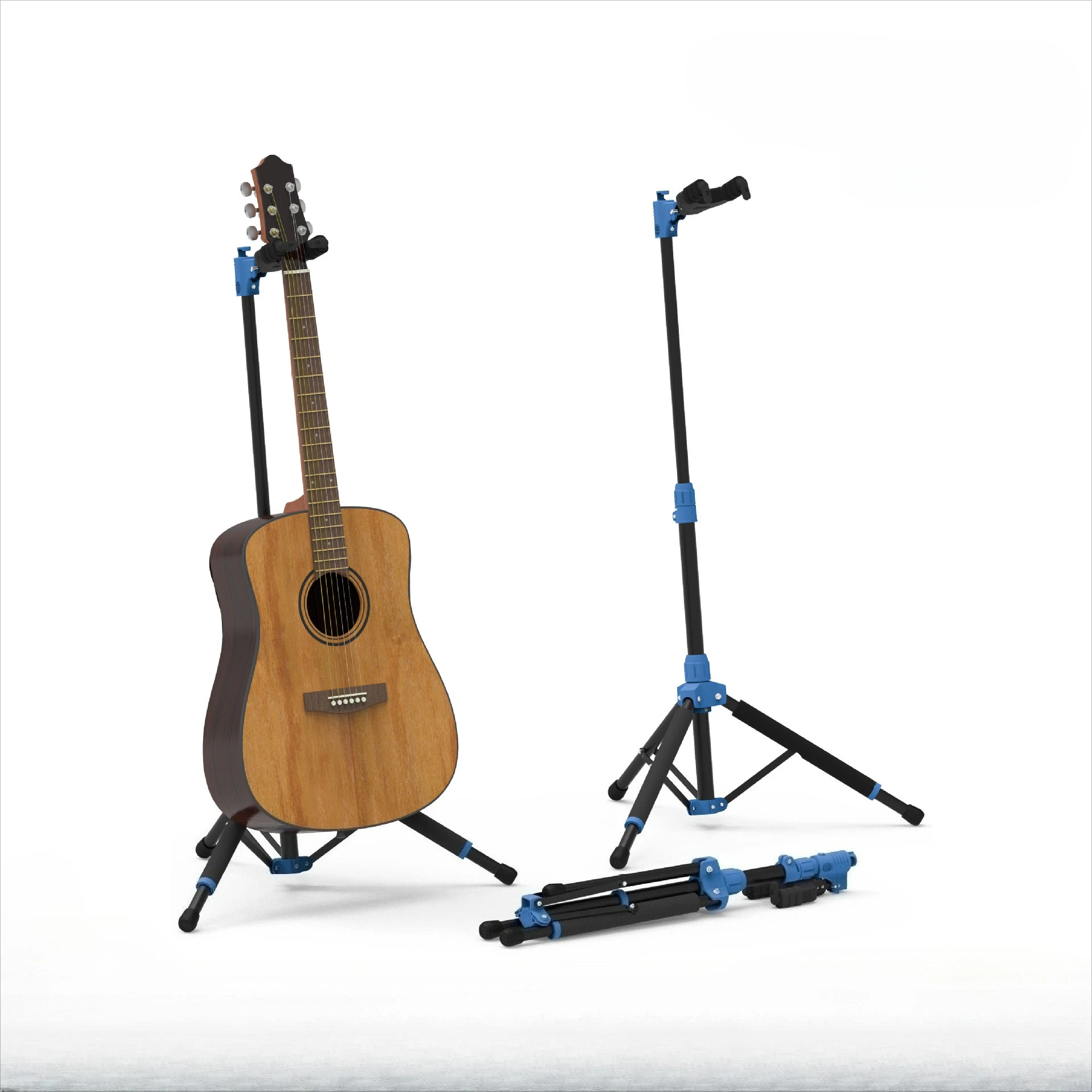 

Hooqu Adjustable Folding Guitar Stand Double-B Bracket Type for Acoustic and Electric Guitars Musical Instruments Floor Stand