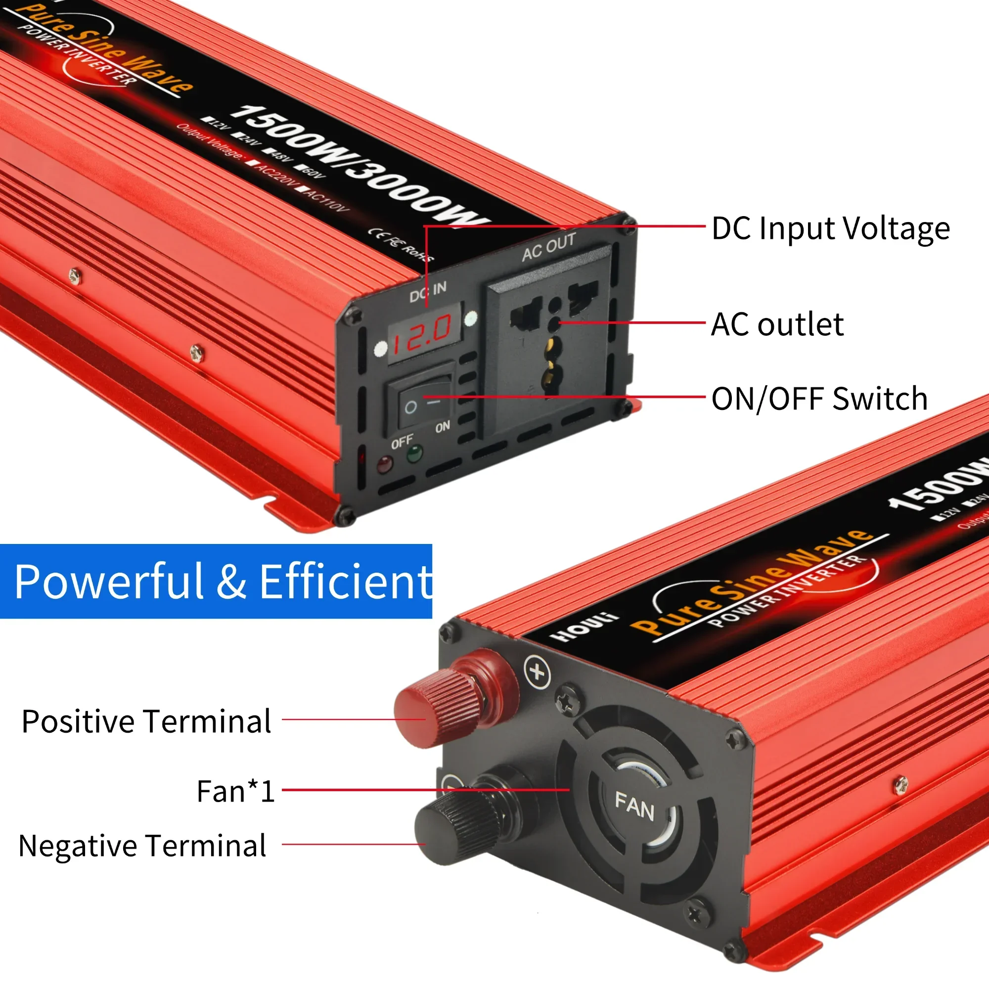 for 3000w solar power Pure Wave Inverter Converter 12v 24v 220v 110v 2200w 1600w 600w Voltage Converter