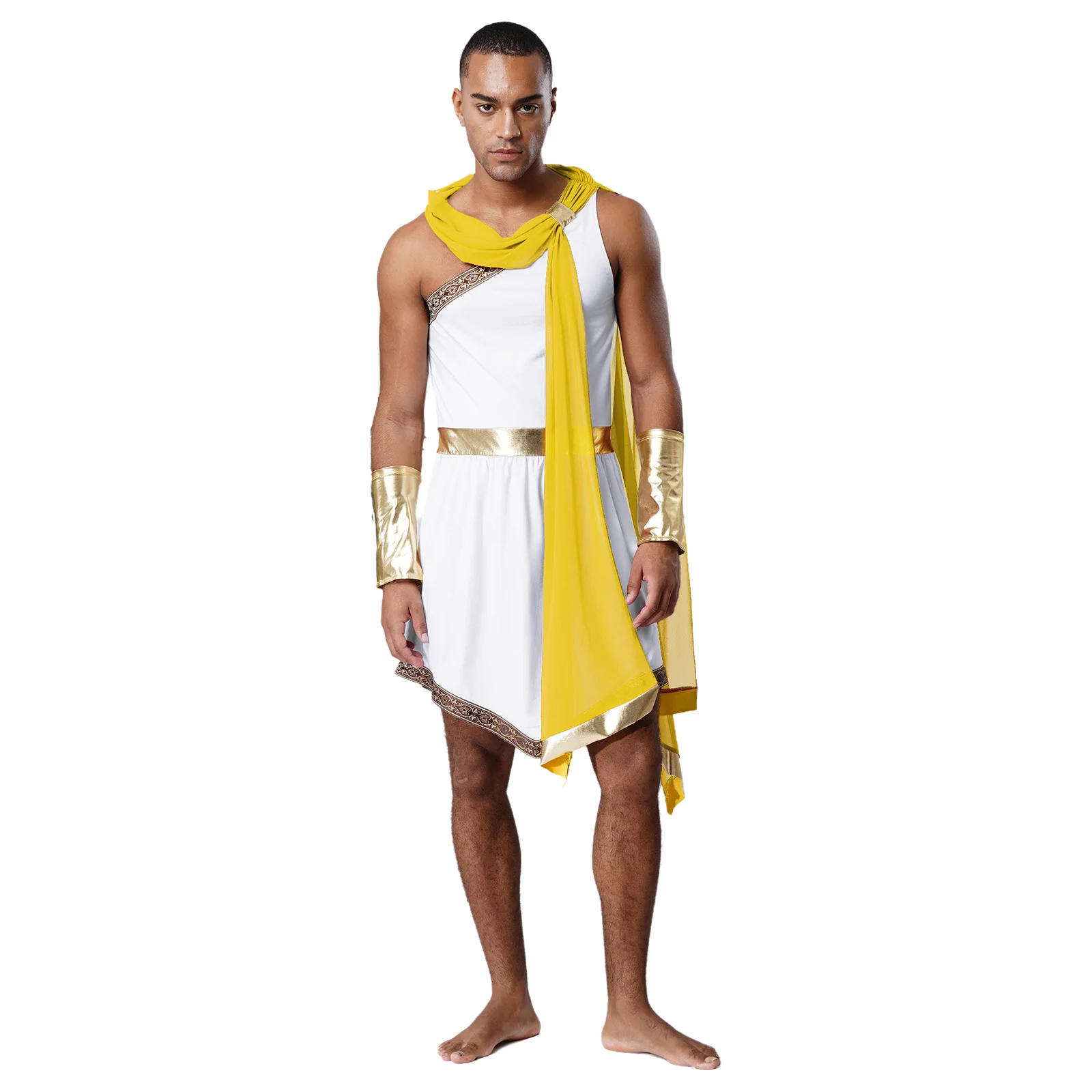 

Мужской древний средневековый воин, солдат, рыцари, наряды для косплея, Хэллоуин, карнавал, боевой халат с оборками и поясом с металлическими манжетами