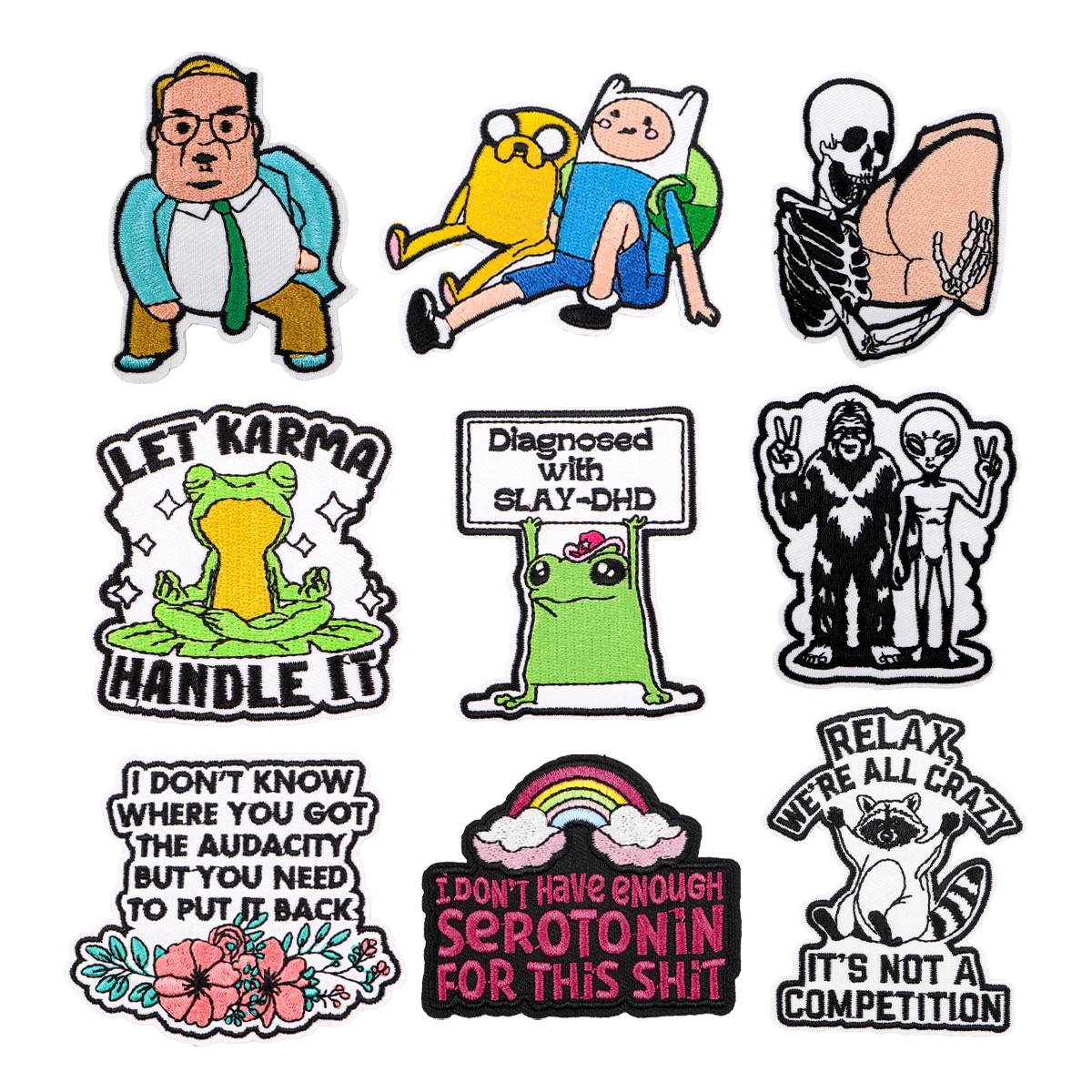 

Funny Animals Frog Quotes Embroidered Patch for Clothing Jackets Cartoon Patch DIY Iron on Patches Applique Accessories Stickers