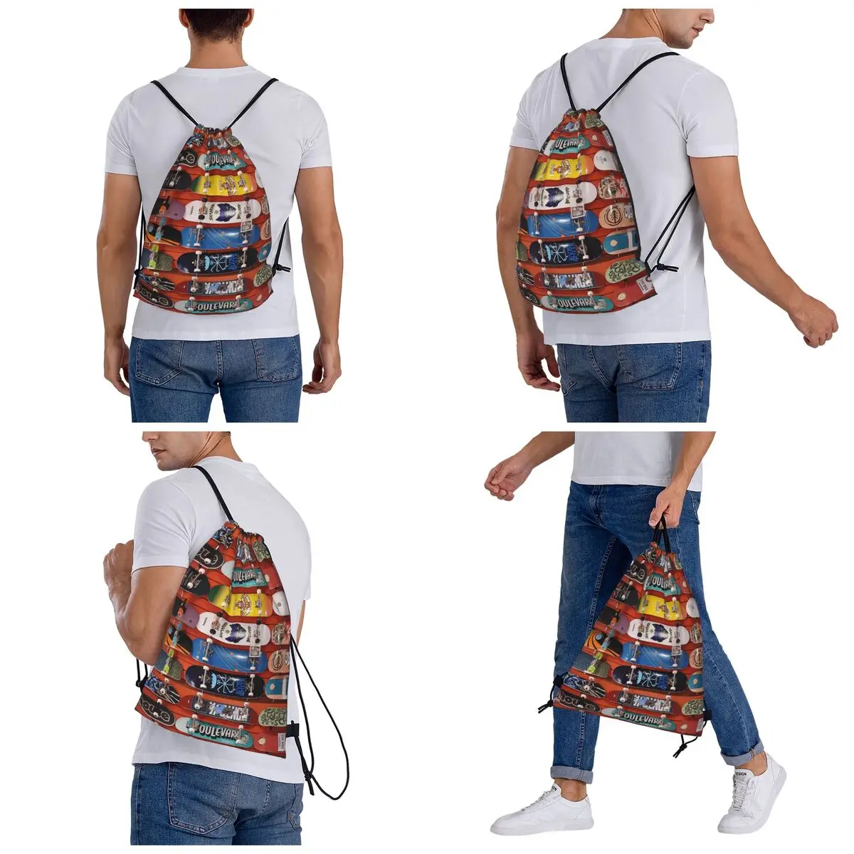 Skateboards Backpacks Multi-function Portable Drawstring Bags Sports Bag Book Bags For Travel Students