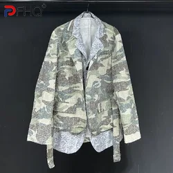 PFHQ Design Camouflage Layered New Jacket Loose Waistband Double Neck Silhouette 2024 Contrast Color Male Tops 21Z5859