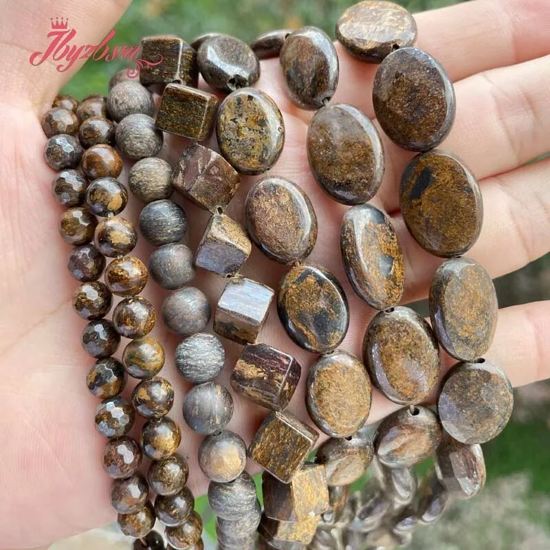 

Natural Brown Bronzite Round Oval Shape Loose Stone Beads For DIY Necklace Bracelet Jewelry Making Strand 15" Free Shipping