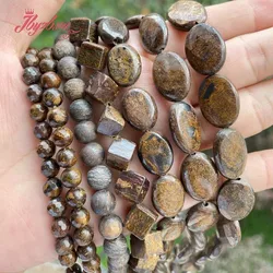 Natural Brown Bronzite Round Oval Shape Loose Stone Beads For DIY Necklace Bracelet Jewelry Making Strand 15