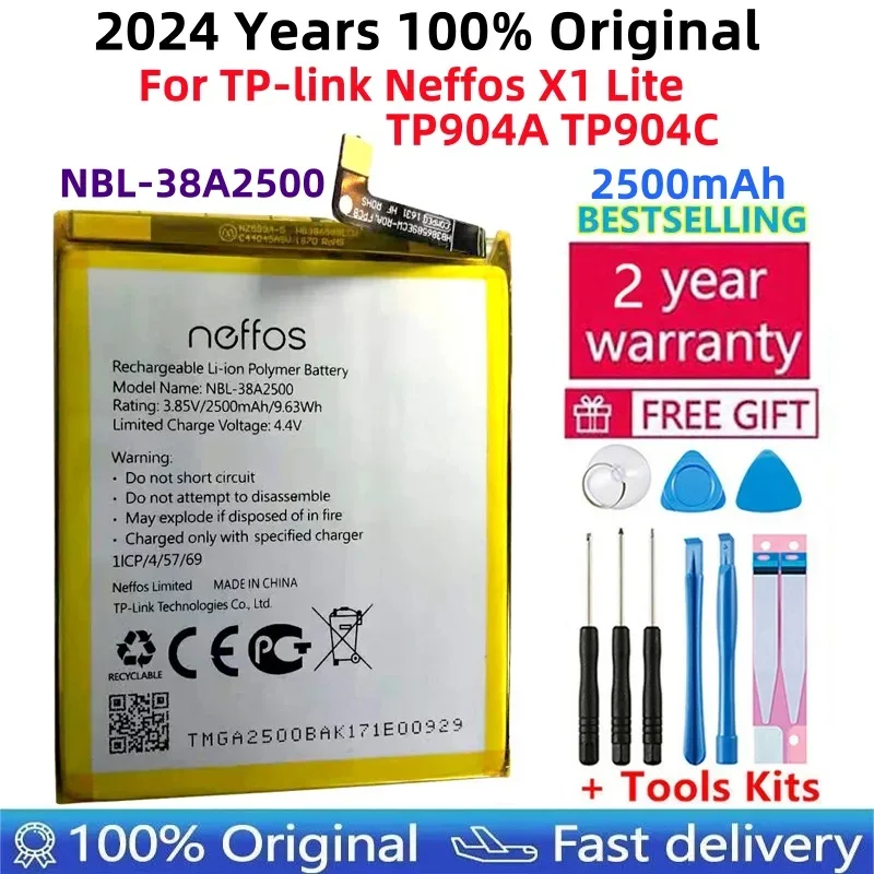 

100% Original NEW 2500mAh NBL-38A2500 Battery For TP-link Neffos X1 Lite TP904A TP904C Mobile Phone Batteries Bateria+Tools Kits