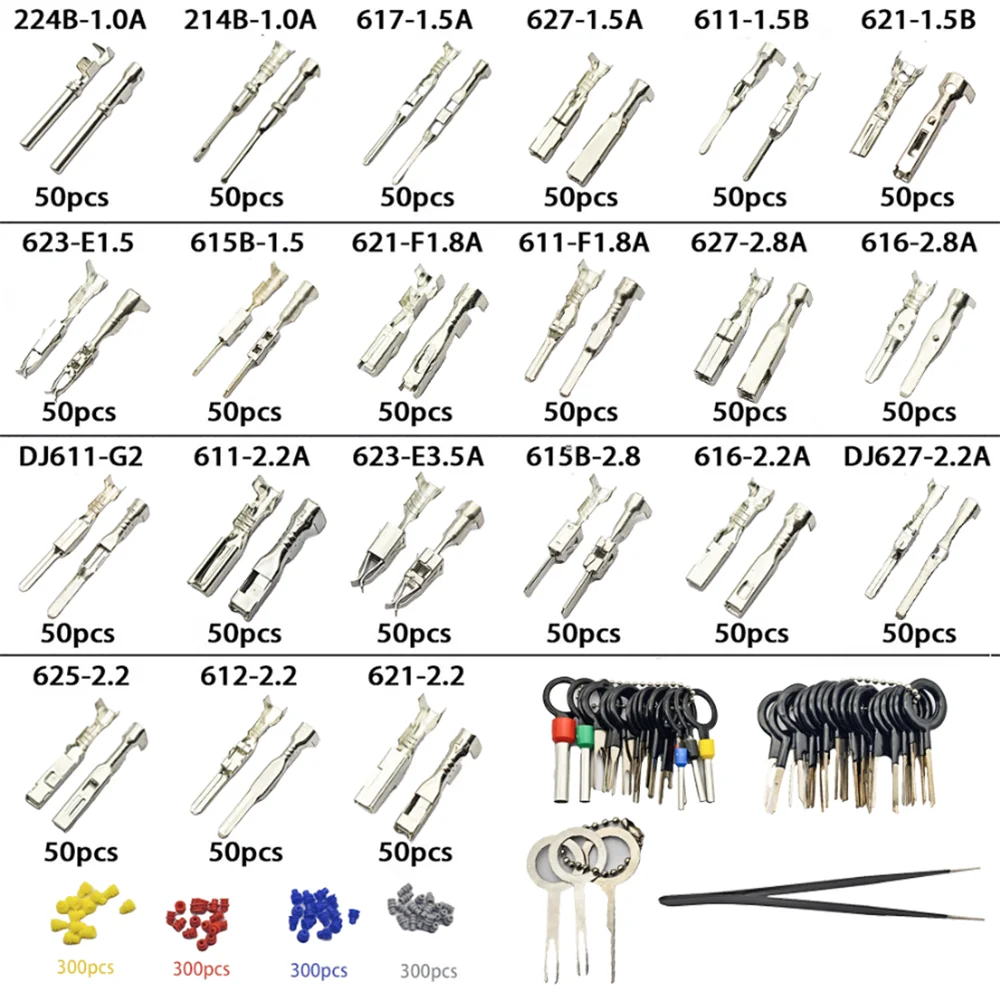 1/1.5/1.8/2.2/2.8/3.5mm Terminal pin Connector Car Electrical Wire Non-Insulated Plug Male Female Pins kit SN-58B Crimp Pliers