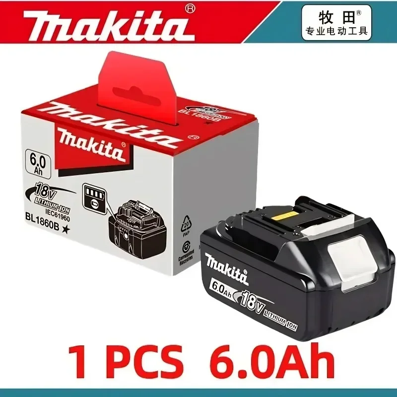 Makita-100% originele 6.0Ah 18V oplaadbare accu voor elektrisch gereedschap BL1830 BL1850 BL1840 BL1860 BL1815, vervangbare LED lithium-ion
