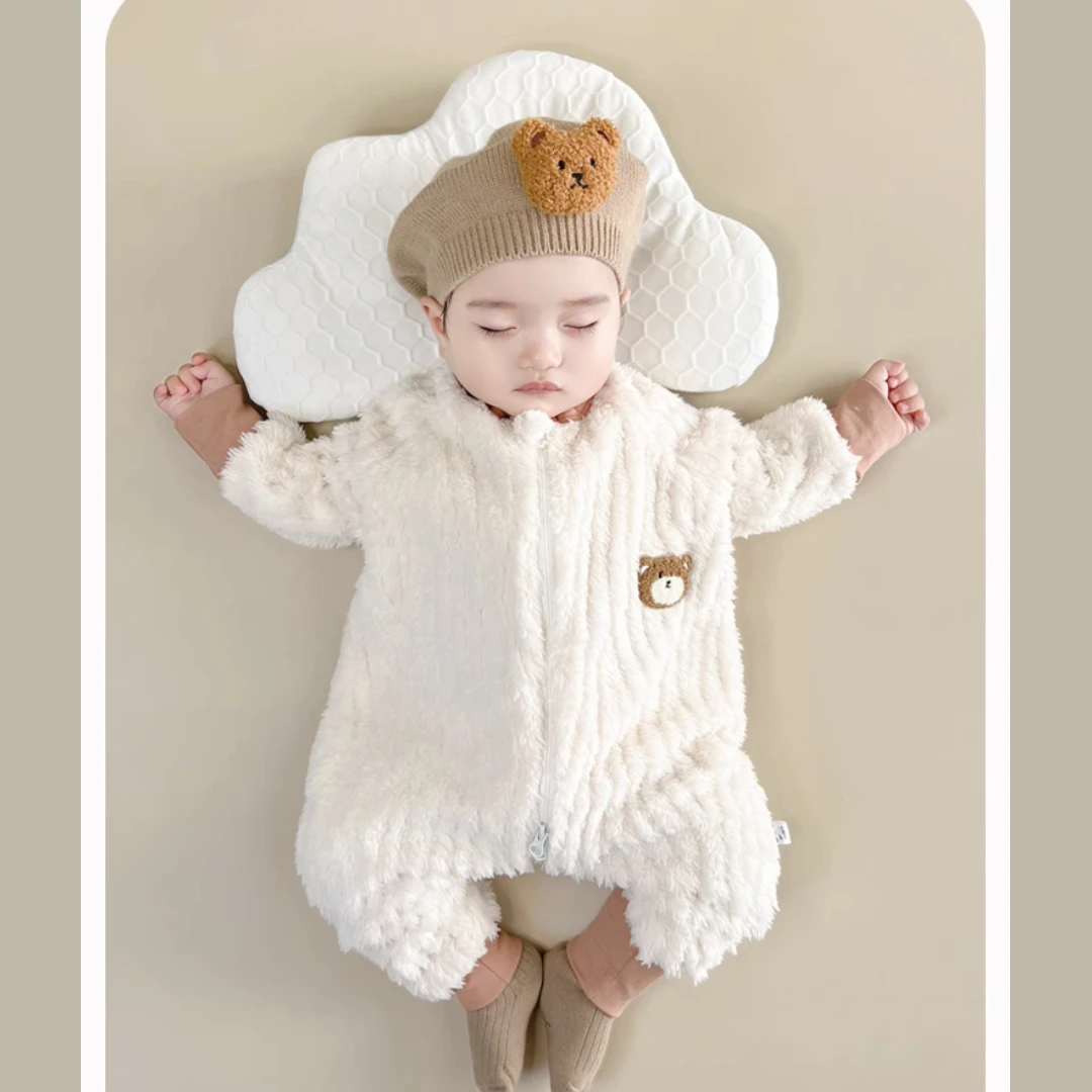 

Autumn Winter Infant Baby Fleece Thicken Warm Romper Bear Toddler Boy Girl Overall Pajamas Jumpsuit Sleep bag Outwear Onesies