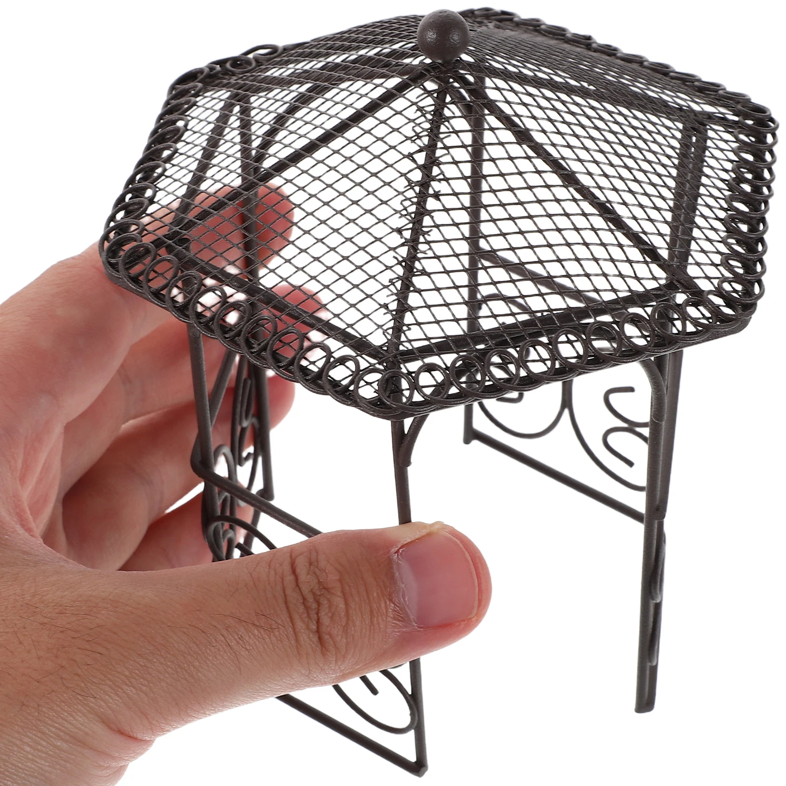 

4 Pcs Mini Wrought Iron Pavilion Fairy Garden Dollhouse Decoration Furniture Ornaments
