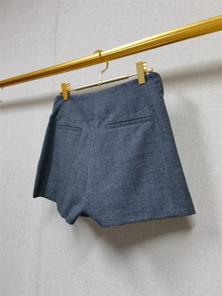 Women High Waist Wide Leg Pleated Shorts Solid Color Belted Summer Casual Loose Fit Pants