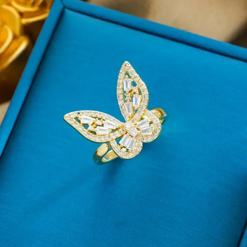 

The lady's butterfly opening ring is a luxurious and elegant piece, studded with high-end diamonds