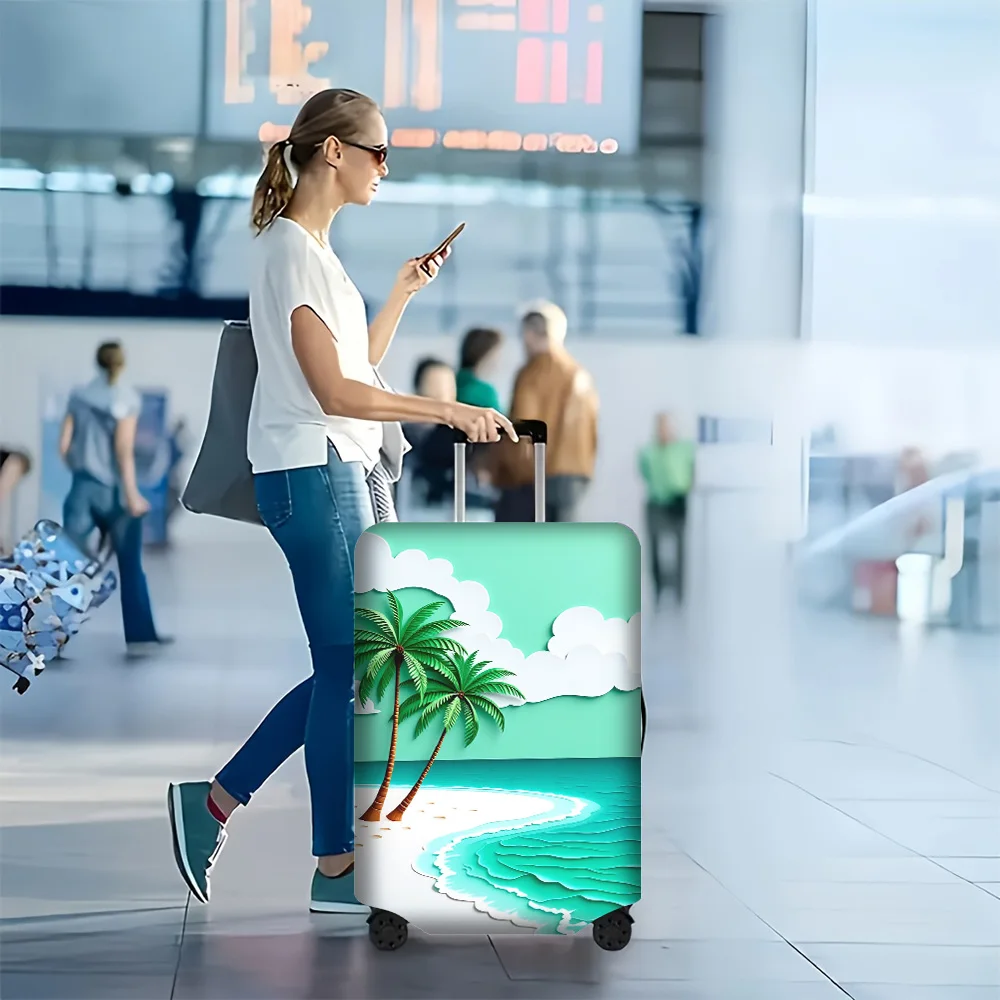 

1PC Tropical Beach 3D Paper Art Print Luggage Cover for luggage sizes 18-32 inches; dust and elastic travel accessories to ef