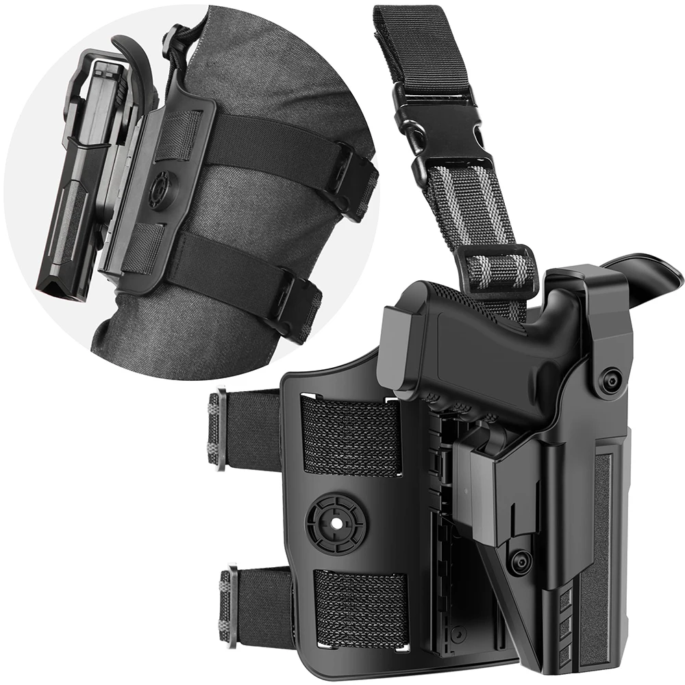 

Outdoor Tactical Anti-Robbery Leggings Holster Quick-Draw Plastic Steel Waist Holster G17g19 19x 45 Glock Special Tactical Bag