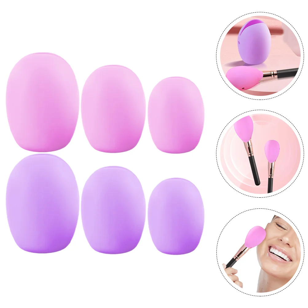 

6 Pcs Portable Makeup Covers Silicone Holder for Travel Foundation Concealer Brush Compact Makeup Brush