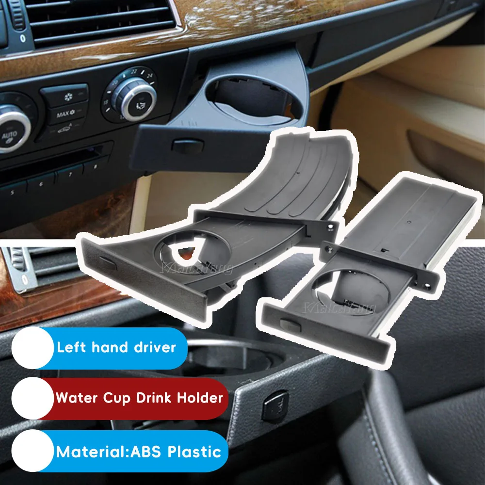 

Auto Parts 51459125622 Front Left Right Cup Holder Drink Rack Black Holders For BMW E60 E61 5 Series 525i 528i 2003-2010