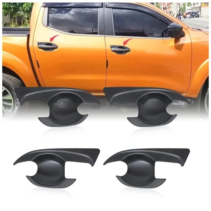 Suitable for  D23 NP300 2015-Onwards Decorative Auto Parts4x Exterior Door Bowl Cover Handle Insert Trim Protector Suitable