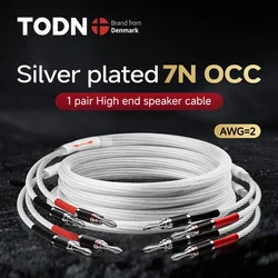 TODN одна пара HIFI посеребренный акустический кабель Hi-end 7N OCC акустический провод для систем Hi-Fi Y разъем типа «банан» акустический кабель