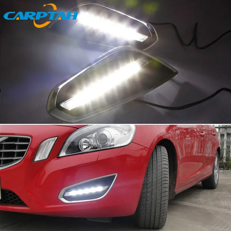 Car LED Daytime Running Lights For Volvo S60 V60 2011 2012 2013 12V Auto DRL Signal Lamps Foglamp