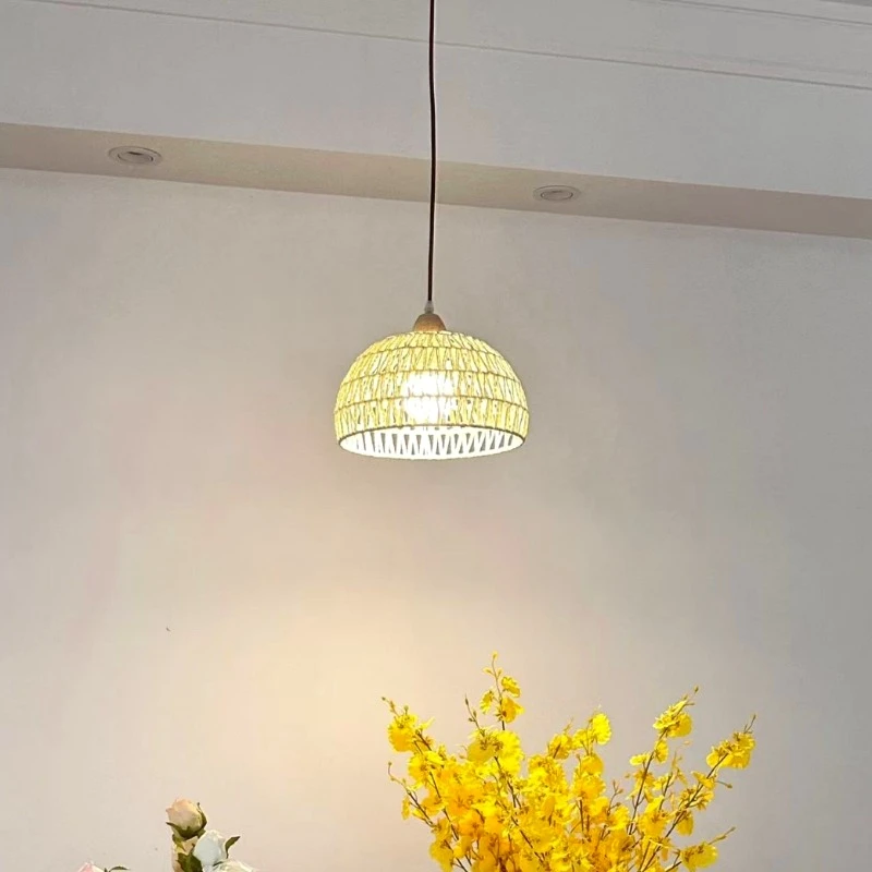 

2026 Bamboo Pendant Lamps Ceiling Lights Rattan Wicker Lustre Hand Knit Braiding Suspended Home Dining Braided Decoration HOT