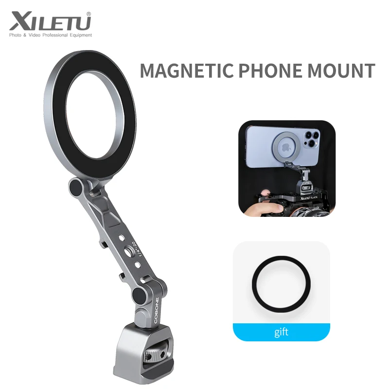 

XILETU Foldable Magnetic Phone Holder Camera Rabbit Cage Tripod Universal External Magsafe Accessory for iPhone 15 14 13 12