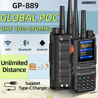 ABBREE GP-889 Dual Mode Network POC Radio Walkie Talkie ZELLO Global UHF Bluetooth WIFI 2G 4G Sim Card Android Type-C Ham Radio