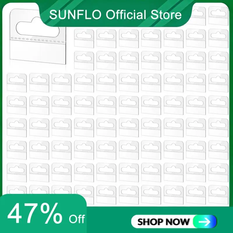 SUNFLO Hang Tabs, 600 Pcs Clear Sticky Hanging Tabs Slot Hole Self Adhesive Plastic Hang Tags, 4.5 X 3.5Cm