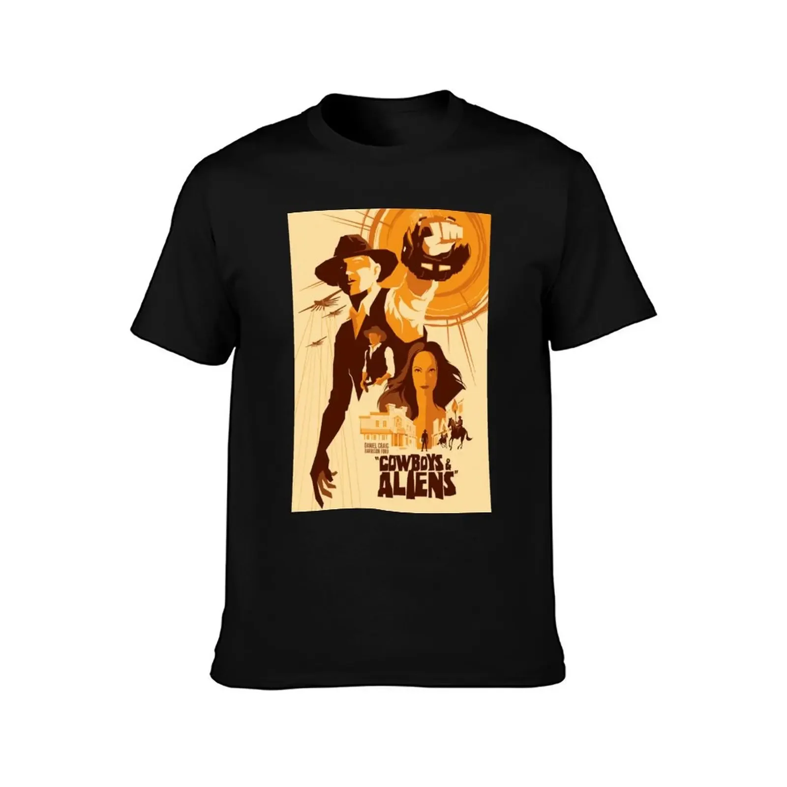 Cowboys & Aliens Movie Poster T-Shirt custom t shirt basketball graphic tees black t-shirts for men