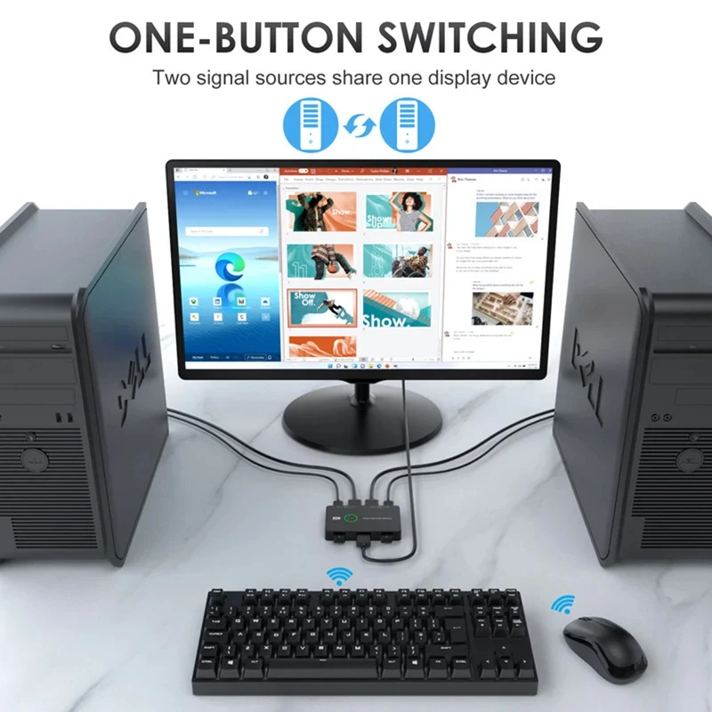 KVM Switcher Box Keyboard Mouse Printer KVM Hub Adapter Plug and Play USB Switcher Splitter Display Equipment for 2 PC Sharing