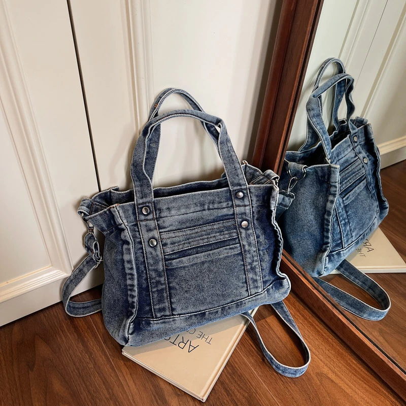 

Denim Sewing New Tote Bag Spring/autumn Solid Color Simple 2025 Hot Sale Bags for Women Large Capacity Versatile Crossbody Bags