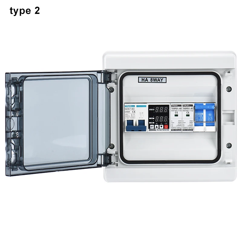 AC Combiner Box 230V 10A~63Amp Circuit Breaker SPD Household/Solar Overvoltage/Undervoltage/Short Circuit/Lightning Protector