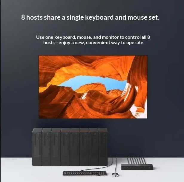 UGREEN 80963 HDMI KVM Switch CM546 8 Computers 1 Monitor 4K 60Hz HDMI 2.0 USB 2.0 Keyboard Mouse Sharing Button Hotkey IR Remote