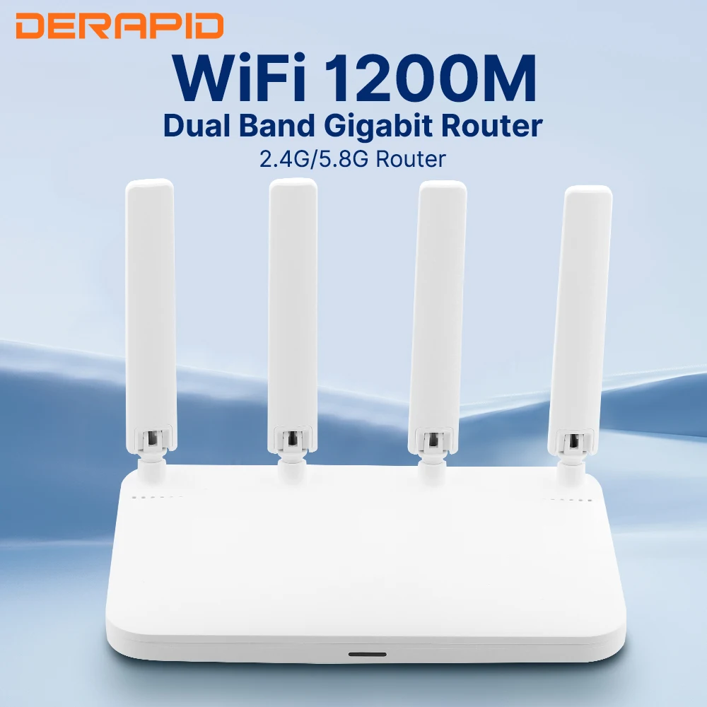 Dual Band Wireless AC1200 Router 2.4GHz 5.8GHz Wifi Range Repeater with 4*5dBi High Gain Antennas Wider Coverage Wi-Fi Extender