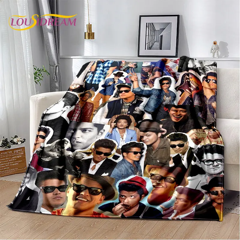 3D HD Bruno Mars Singer Star Soft Plush Blanket,Flannel Blanket Throw Blanket for Living Room Bedroom Bed Sofa Picnic Cover Kids