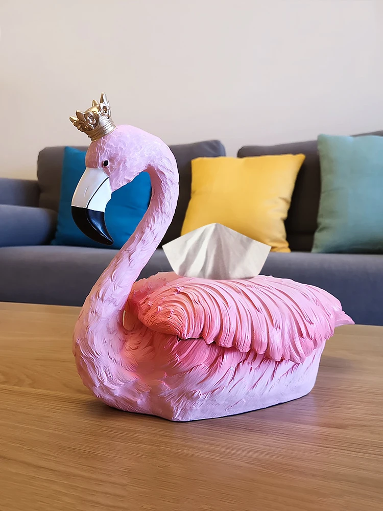 

Flamingo tissue box ornaments home living room decorations Nordic light luxury creative TV cabinet, coffee table table top furni