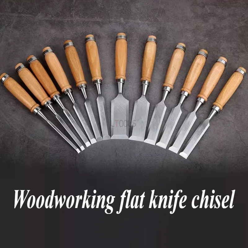 Woodworking Professional Flat Knife Carving Chisel for Woodcarving Enthusiasts Household DIY Carving Knife Woodworking Tools