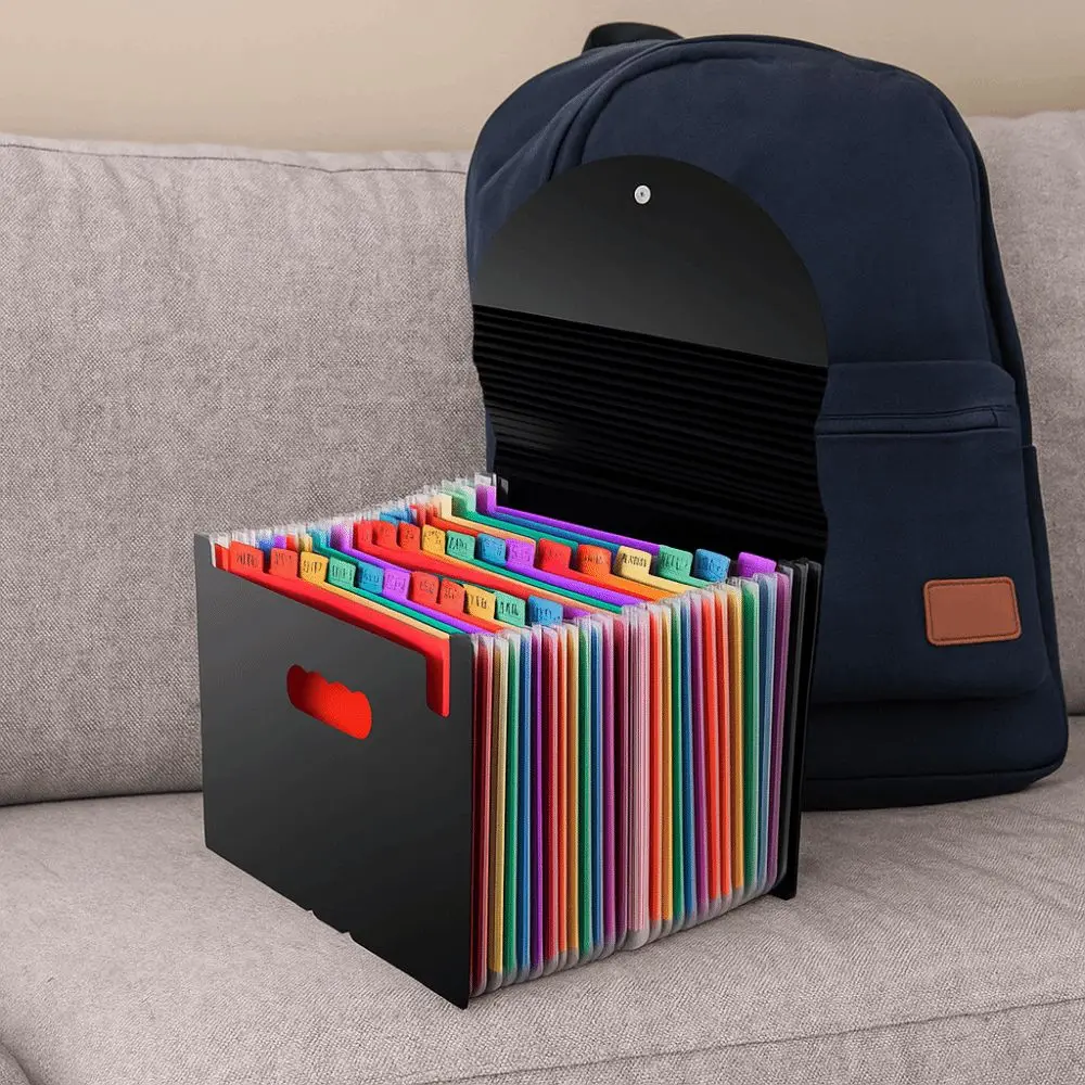 Waterproof A4 File Folder Snap Closure Partition Layer Expandable File Organizer Large Capacity Multi-Pocket Folder