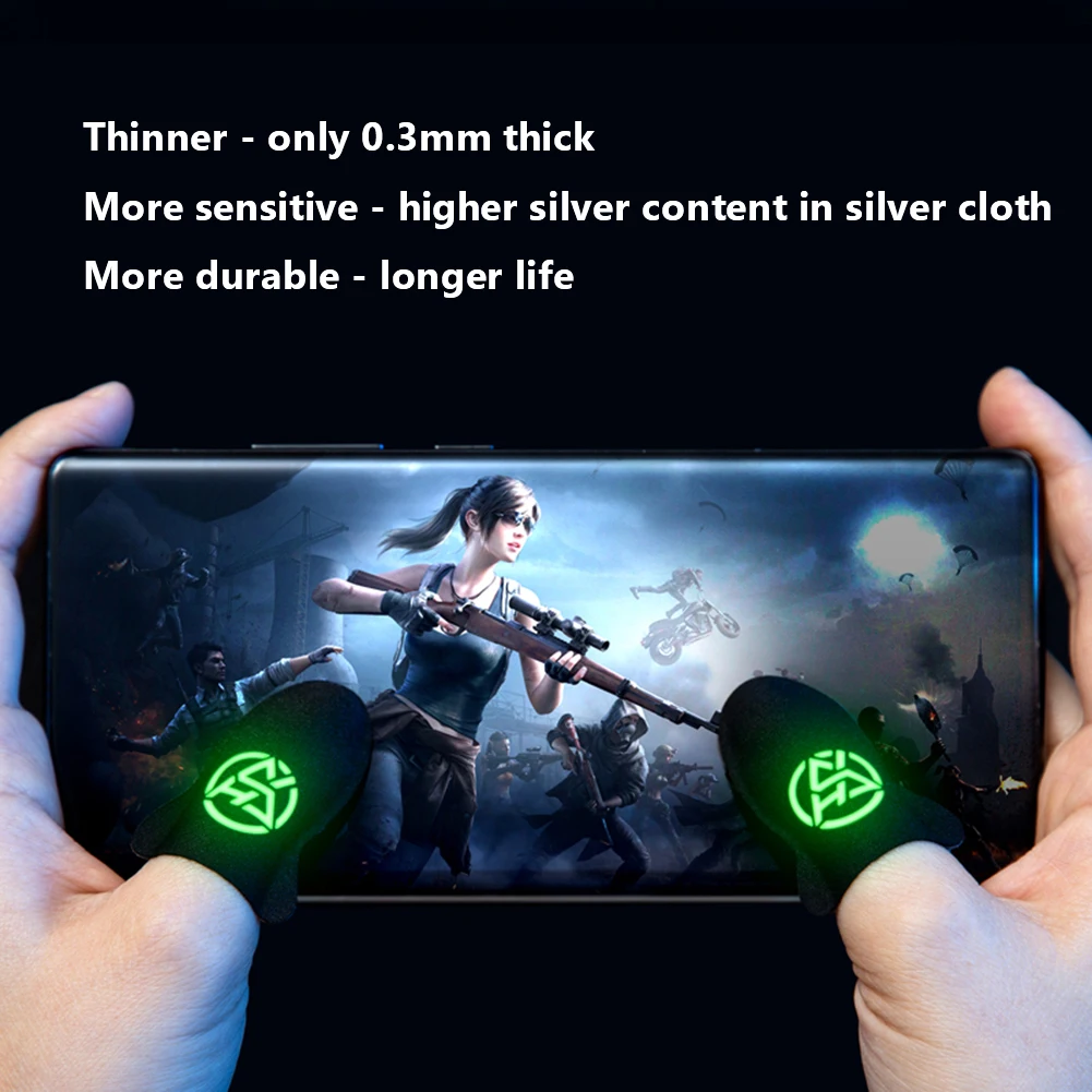 1 Paar Finger-Daumen-Handschuhe, atmungsaktiv, schweißfest, leuchtend, Gaming-Finger-Daumen-Handschuhe, 0,3 mm, ultradünn, für PUBG Mobile