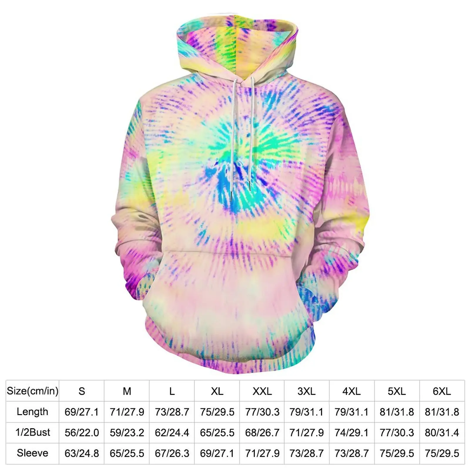 Neon Paint Print Loose Hoodies Colorful Tie-Dye Funny Pullover Hoodie Men Long Sleeve Oversized Classic Hooded Sweatshirts