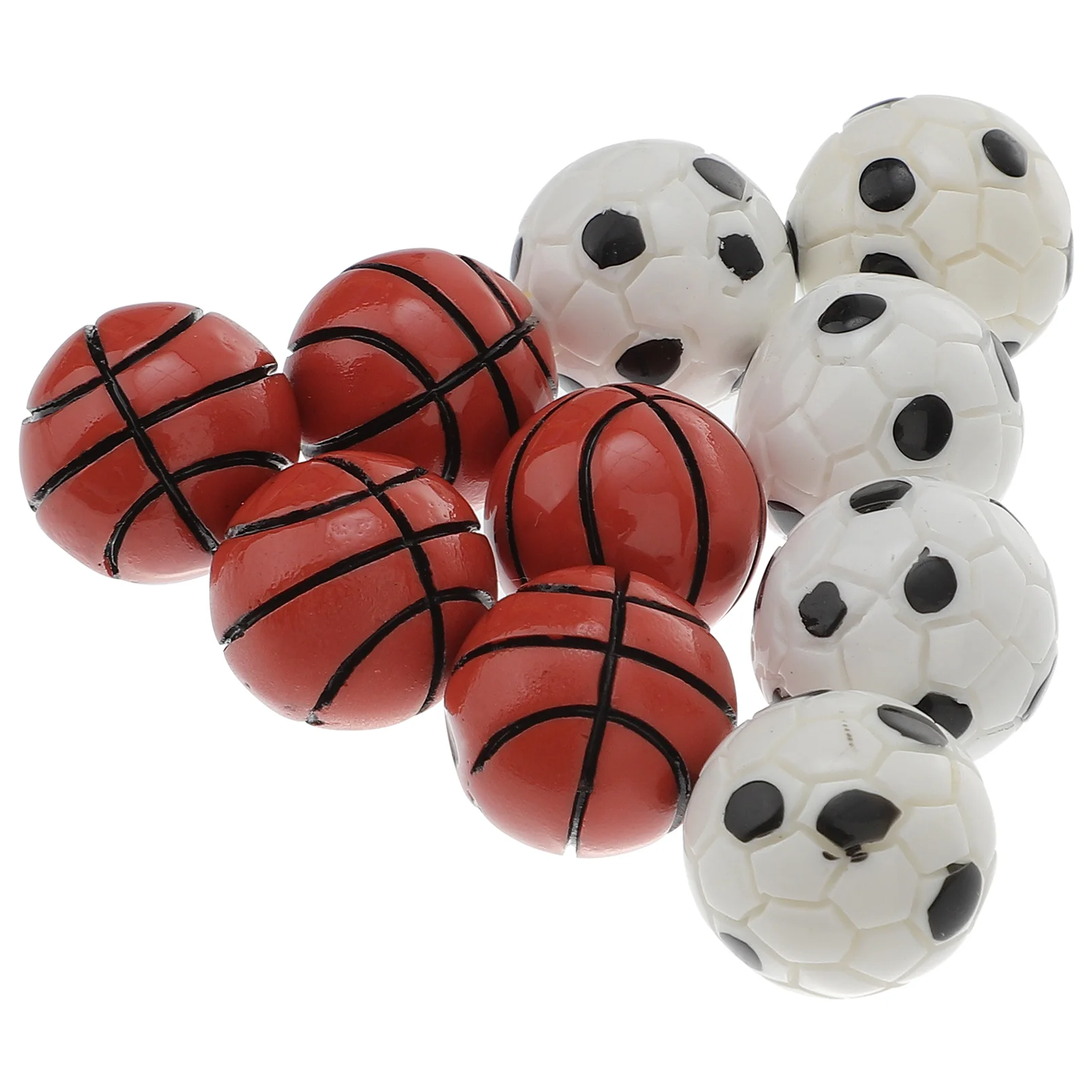 

10 Pcs Football Basketball Mini Footballs Toy Basketballs and Model Miniature Sports Resin Playground Accessory Child